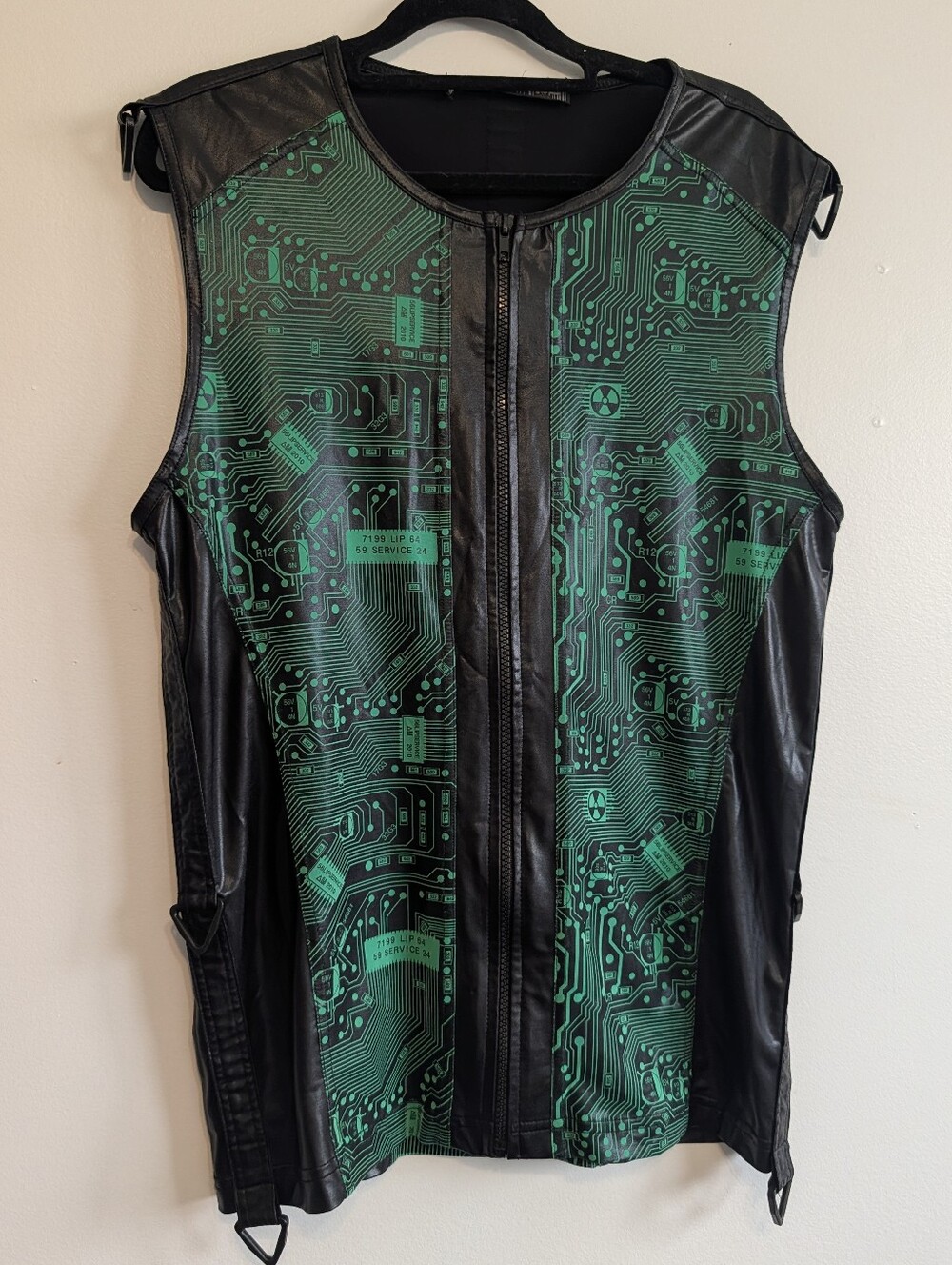 RARE Lip Service Circuit City Men's Zip Front Sleeveless Shirt Vest M Unisex